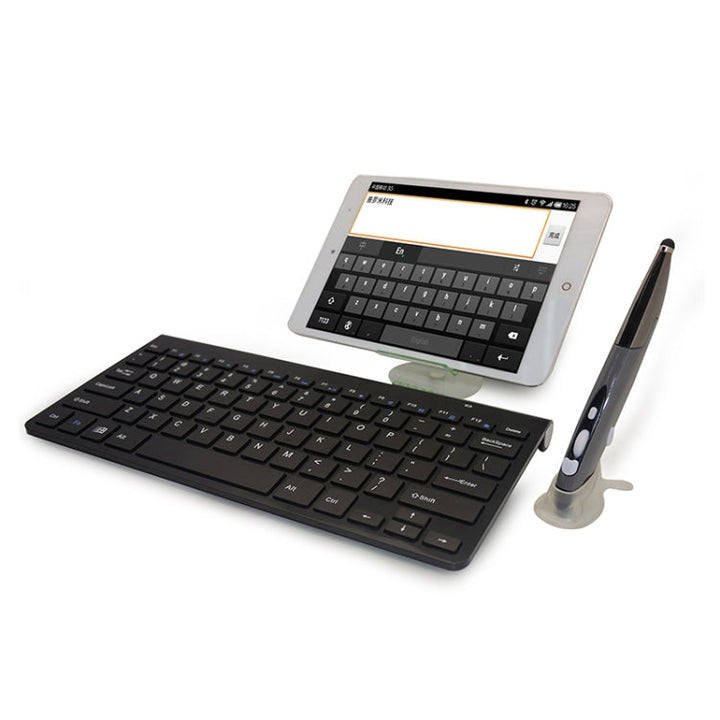 Lisslune | KM-909 2.4GHz Wireless Multimedia Keyboard + Wireless Optical Pen Mouse with USB Receiver Set for Computer PC Laptop, Random Stylus Mouse Color Delivery (Black)