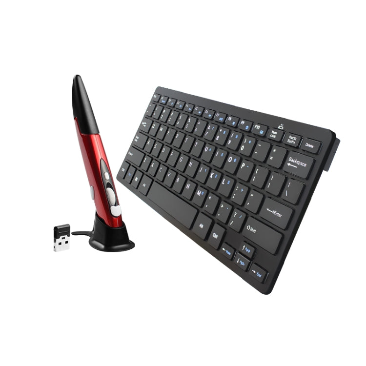 Lisslune | KM-808 2.4GHz Wireless Multimedia Keyboard + Wireless Optical Pen Mouse with USB Receiver Set for Computer PC Laptop, Random Pen Mouse Color Delivery (Black)