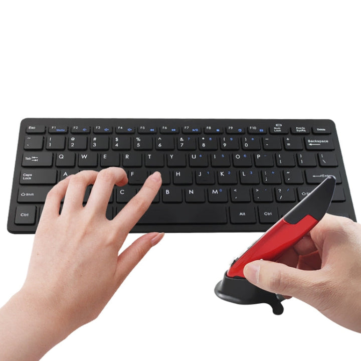 Lisslune | KM-808 2.4GHz Wireless Multimedia Keyboard + Wireless Optical Pen Mouse with USB Receiver Set for Computer PC Laptop, Random Pen Mouse Color Delivery (Black)