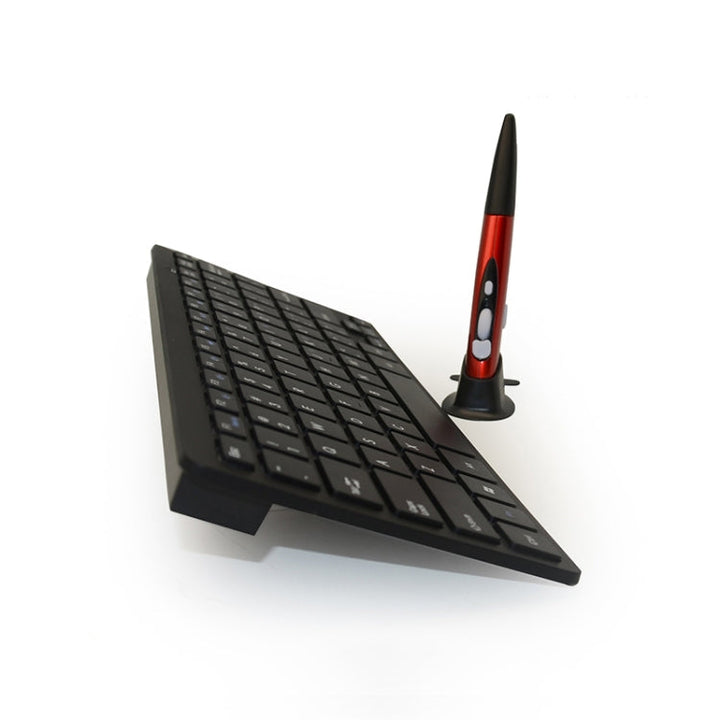 Lisslune | KM-808 2.4GHz Wireless Multimedia Keyboard + Wireless Optical Pen Mouse with USB Receiver Set for Computer PC Laptop, Random Pen Mouse Color Delivery (Black)