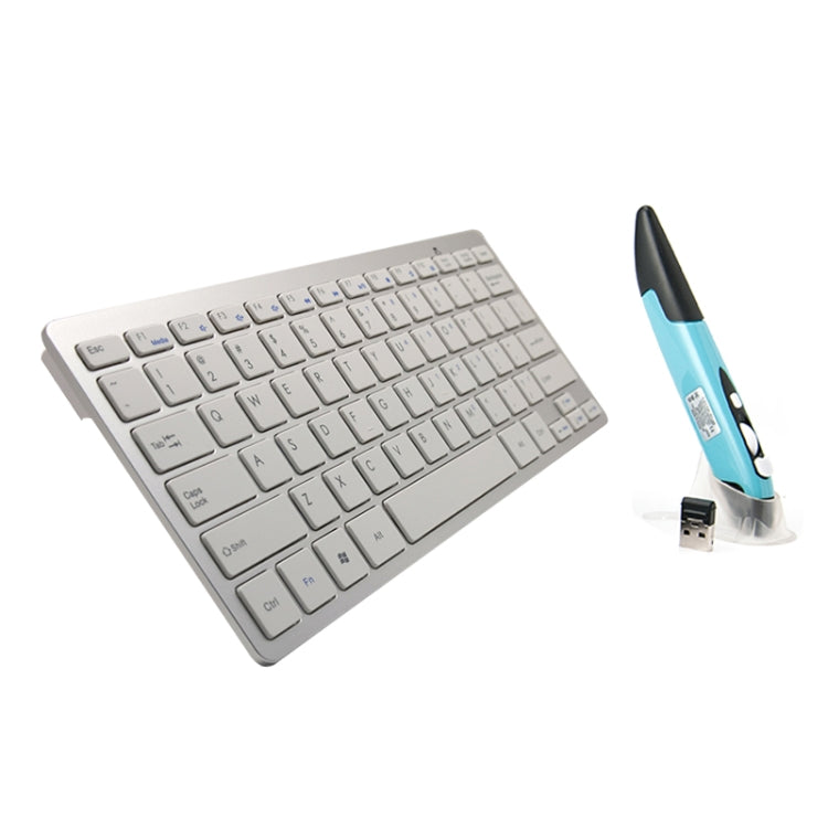 Lisslune | KM-808 2.4GHz Wireless Multimedia Keyboard + Wireless Optical Pen Mouse with USB Receiver Set for Computer PC Laptop, Random Stylus Mouse Color Delivery(White)