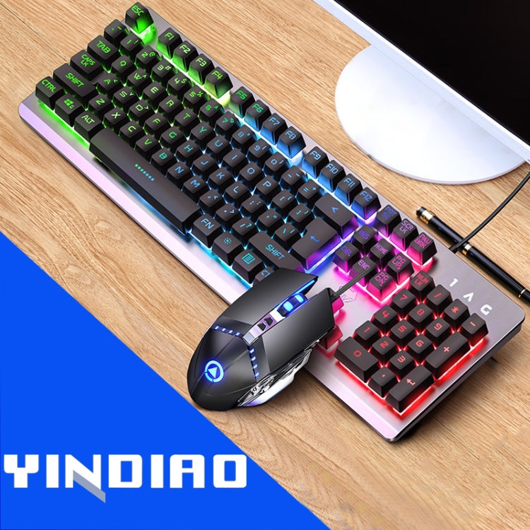 Lisslune | YINDIAO K002 USB Wired Mechanical Feel RGB Backlit Keyboard + Optical Silent Mouse Set (Black)