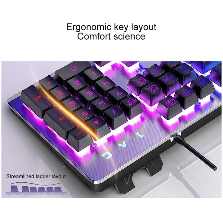 Lisslune | YINDIAO K002 USB Wired Mechanical Feel RGB Backlit Keyboard + Optical Mouse Set (White)