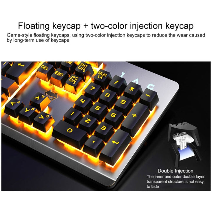 Lisslune | YINDIAO K002 USB Wired Mechanical Feel RGB Backlit Keyboard + Optical Mouse Set (White)