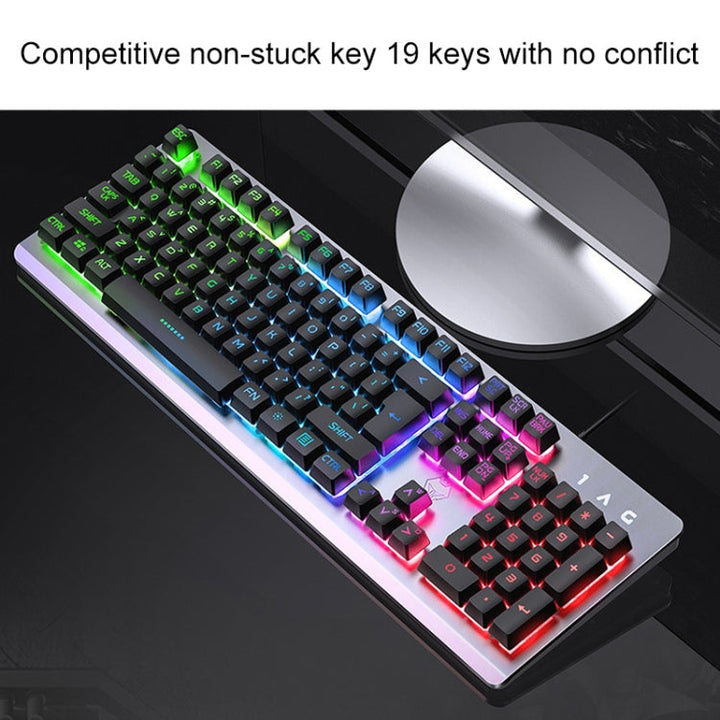 Lisslune | YINDIAO K002 USB Wired Mechanical Feel RGB Backlit Keyboard + Optical Mouse Set (White)