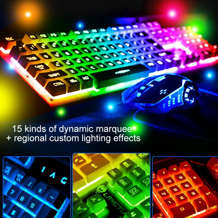 Lisslune | YINDIAO K002 USB Wired Mechanical Feel Sound Control RGB Backlight Keyboard + Optical Silent Mouse + Headset Set (Black)