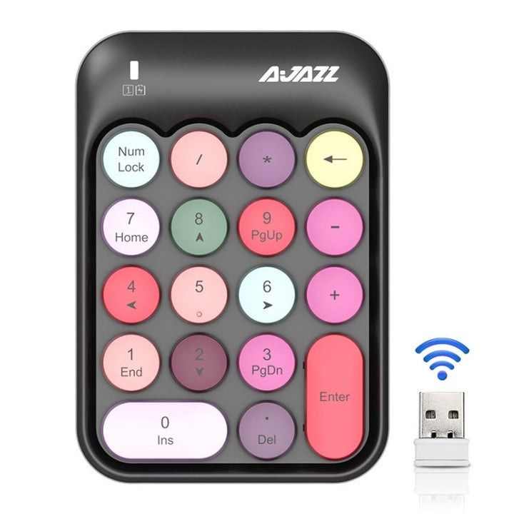 Lisslune | Ajazz AK18 2.4G Mini Wireless Mixed Color Keypad Numerical Keyboard (Black)