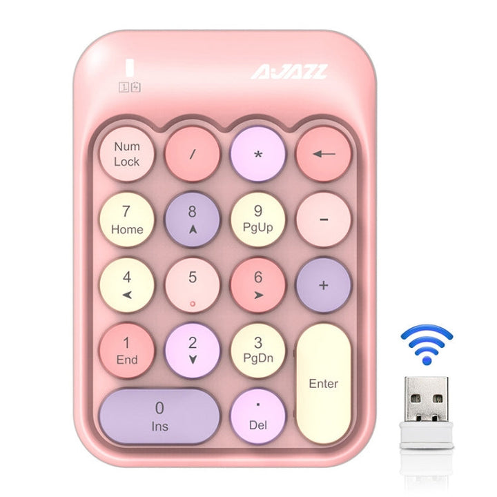 Lisslune | Ajazz AK18 2.4G Mini Wireless Multicolor Keys Numeric Keyboard (Pink)