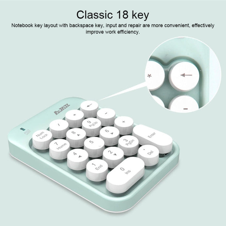 Lisslune | Ajazz AK18 2.4G Mini Wireless Multicolor Keys Numeric Keypad (Green)