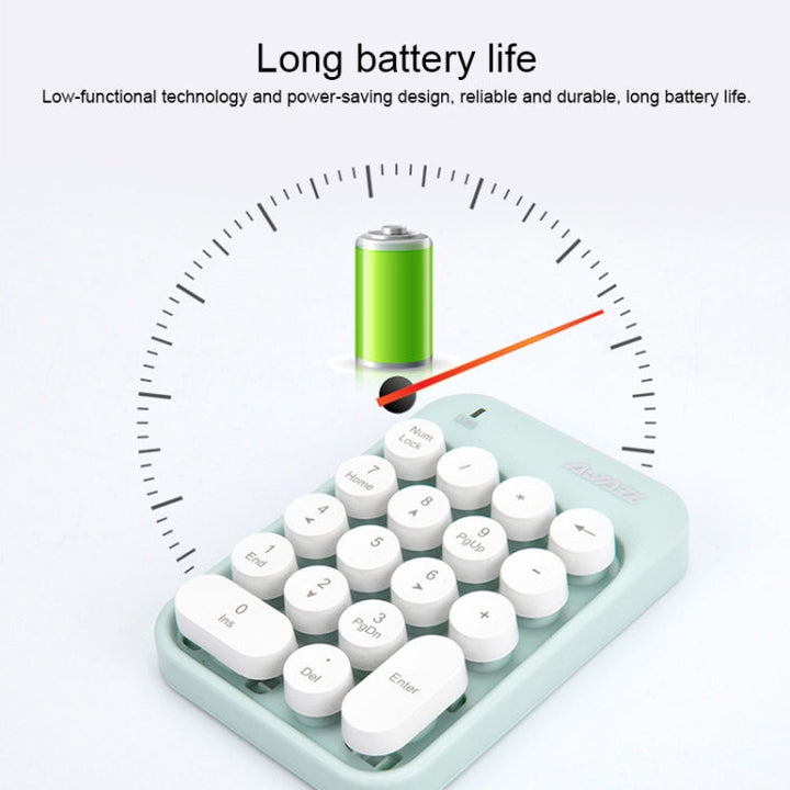 Lisslune | Ajazz AK18 2.4G Mini Wireless Multicolor Keys Numeric Keypad (Green)