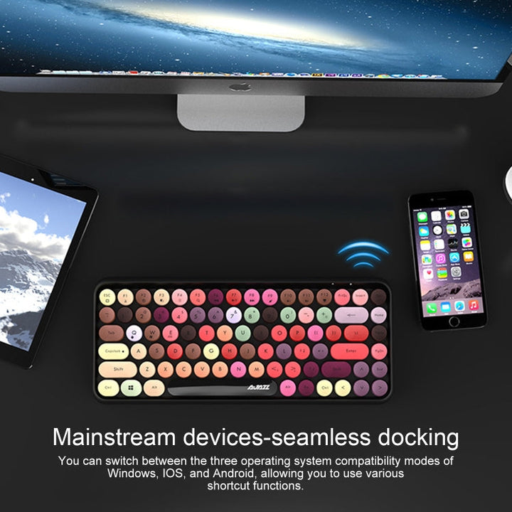 Lisslune | Ajazz 308I Tablet Mobile Phone Computer Household Office Wireless Keyboard (Pink)