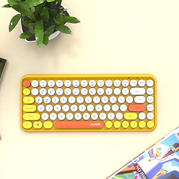 Lisslune | Ajazz 308I 84 Keys Tablet Mobile Phone Computer Home Office Bluetooth Keyboard (Yellow)