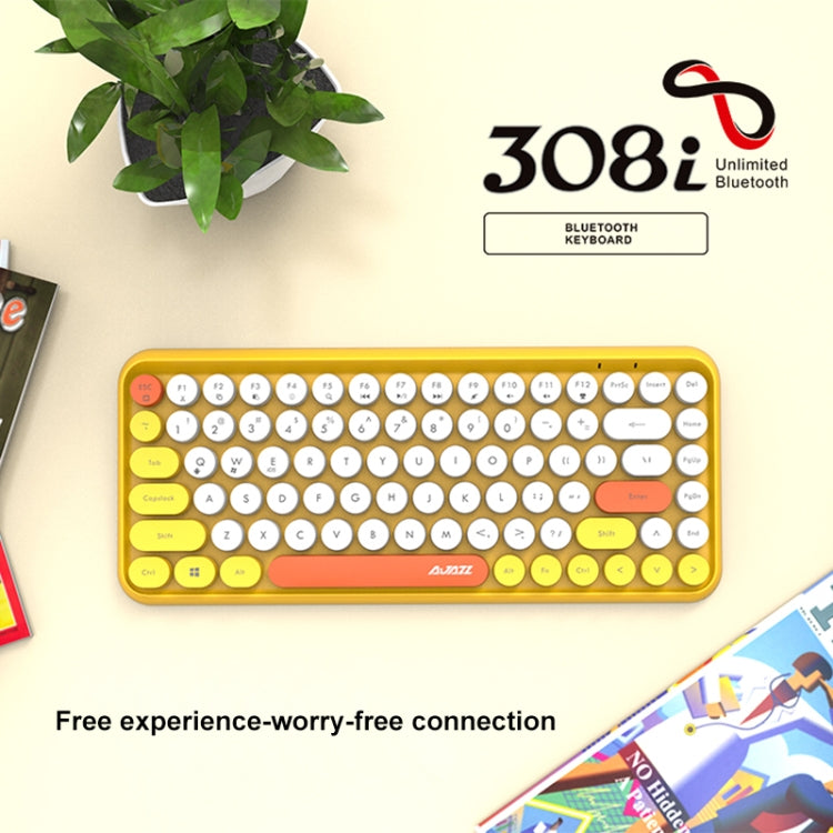 Lisslune | Ajazz 308I 84 Keys Tablet Mobile Phone Computer Home Office Bluetooth Keyboard (Yellow)