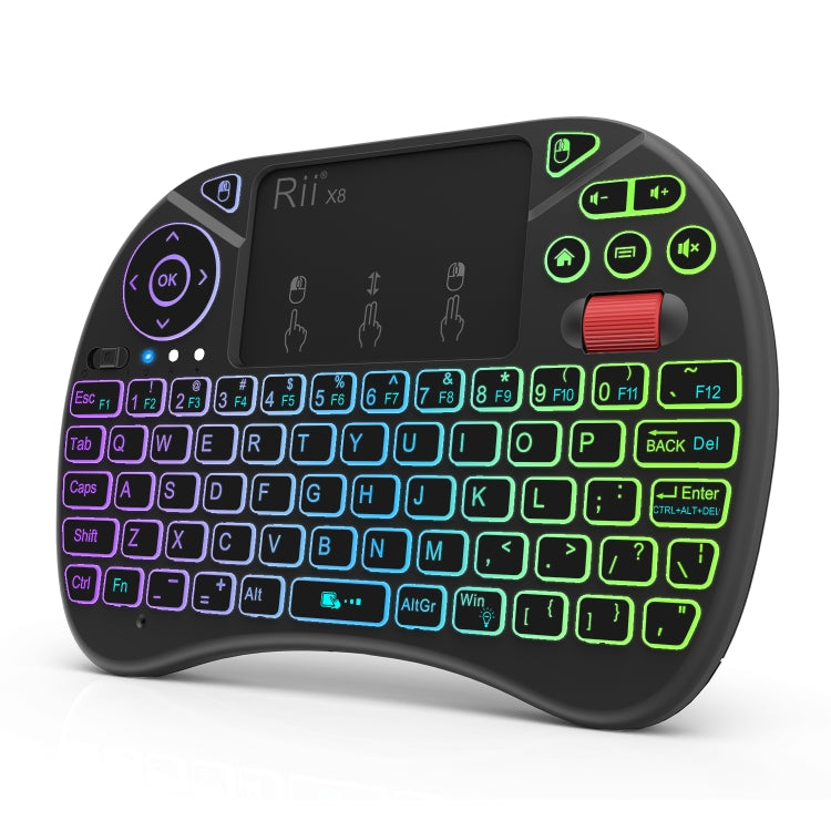 Lisslune | Rii X8 RT716 2.4GHz Mini Wireless QWERTY 71 Key Keyboard, 2.5 Inch Touchpad Combo with Backlight (Black)