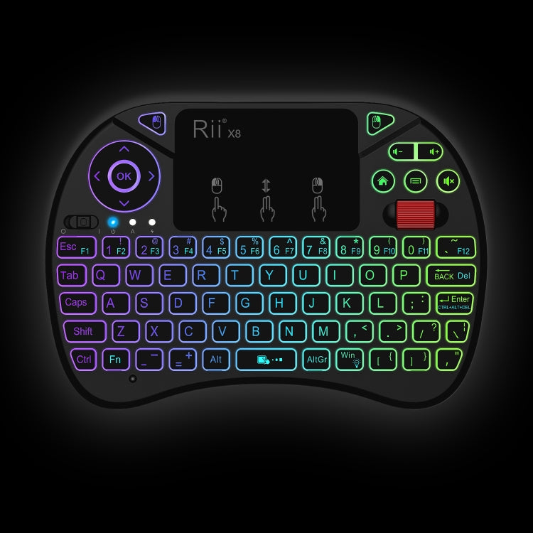 Lisslune | Rii X8 RT716 2.4GHz Mini Wireless QWERTY 71 Key Keyboard, 2.5 Inch Touchpad Combo with Backlight (Black)