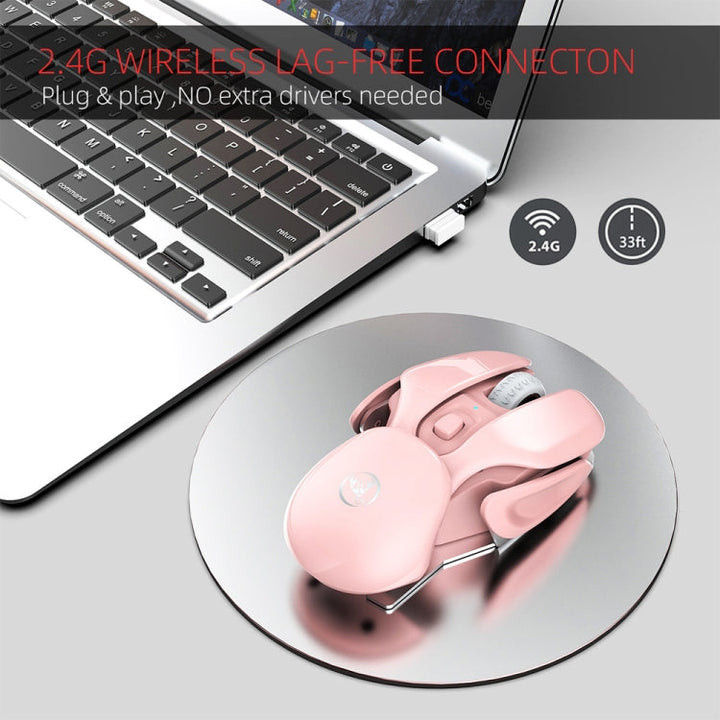 Lisslune | HXSJ T37 2.4GHz 1600dpi 3-Mode Adjustable Wireless Silent Mouse (Pink)