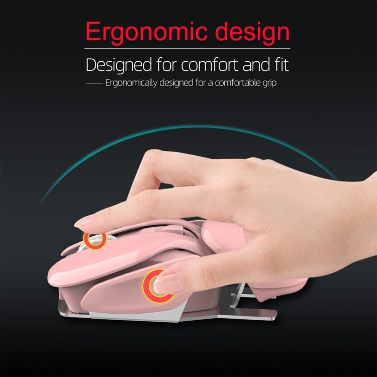 Lisslune | HXSJ T37 2.4GHz 1600dpi 3-Mode Adjustable Wireless Silent Mouse (Pink)