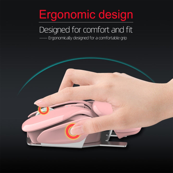 Lisslune | HXSJ T37 2.4GHz 1600dpi 3-Mode Adjustable Wireless Silent Mouse (Pink)