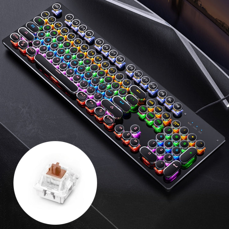 Lisslune | YINDIAO Electroplating Punk Mixed Light USB Mechanical Gaming Wired Keyboard, Tee Shaft (Black)