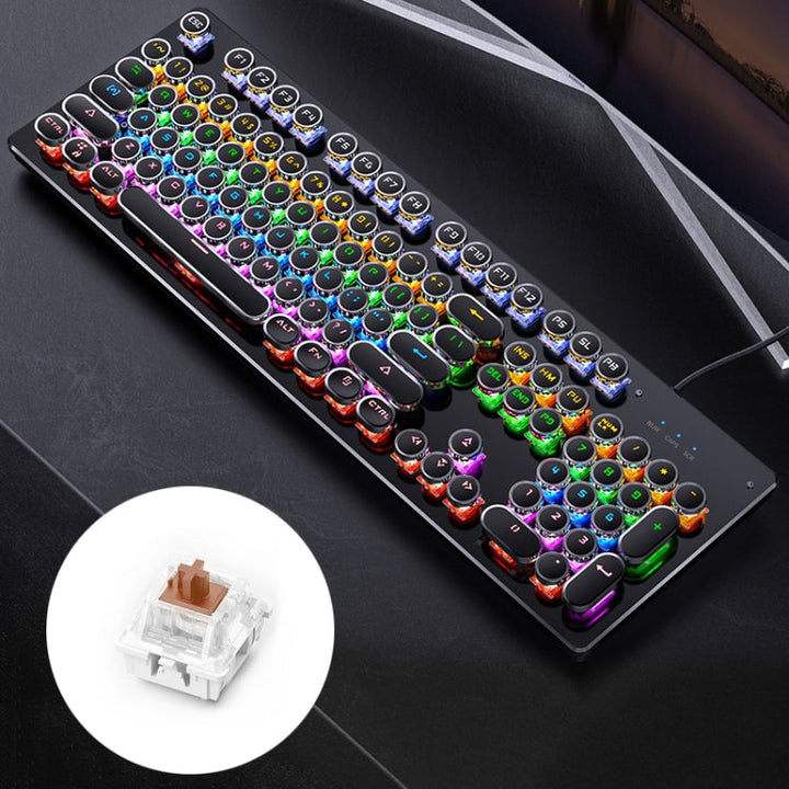 Lisslune | YINDIAO Electroplating Punk Mixed Light USB Mechanical Gaming Wired Keyboard, Tee Shaft (Black)