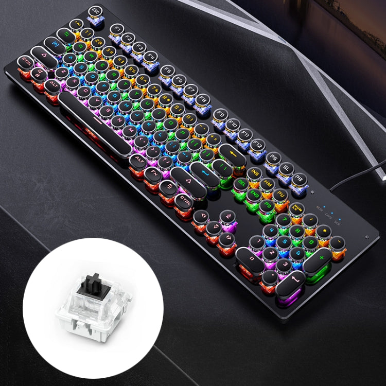 Lisslune | YINDIAO Electroplating Punk Mixed Light USB Mechanical Gaming Wired Keyboard, Black Shaft (Black)