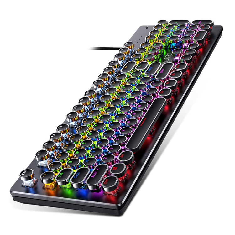 Lisslune | YINDIAO Electroplating Punk Mixed Light USB Mechanical Gaming Wired Keyboard, Black Shaft (Black)