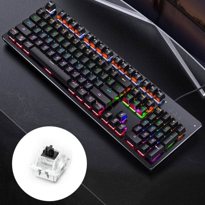 Lisslune | YINDIAO Classic Square Key Mixed Light USB Mechanical Gaming Wired Keyboard, Black Shaft (Black)