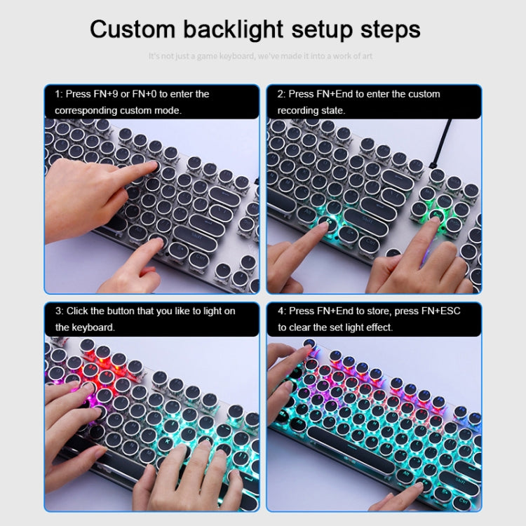 Lisslune | AULA S2016 104-Key Square Keycap Mixed Light Mechanical Blue Switch Metal Panel Wired USB Gaming Keyboard, Length: 1.6 m