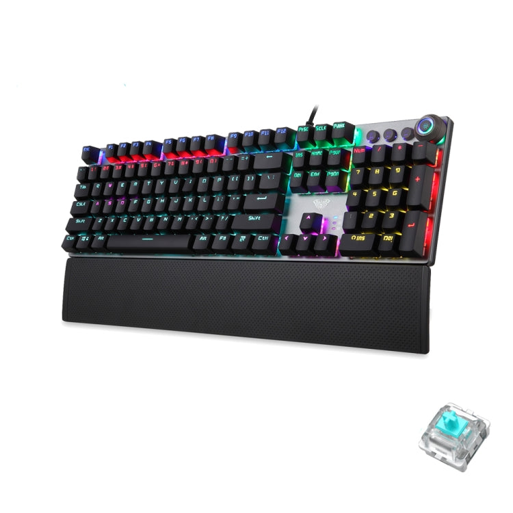 Lisslune | AULA F2088 108 Keys Mixed Light Mechanical Blue Switch Wired USB Gaming Keyboard with Metal Key (Black)