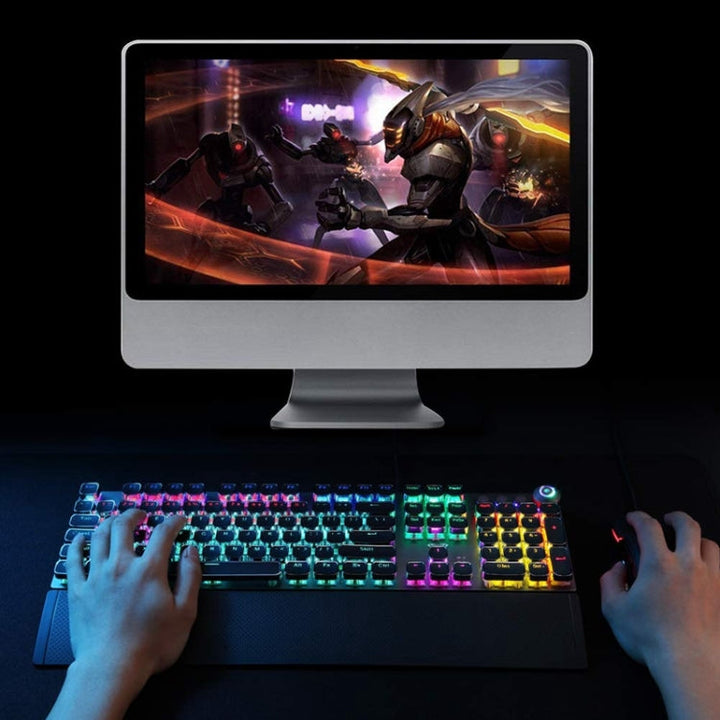 Lisslune | AULA F2088 108 Keys Mixed Light Mechanical Blue Switch Wired USB Gaming Keyboard with Metal Key (Black)