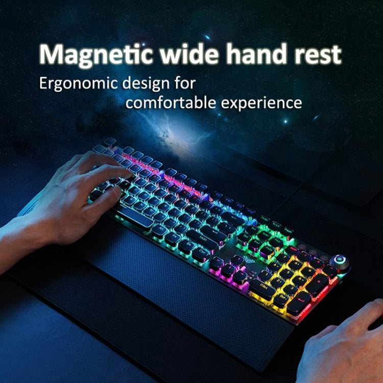 Lisslune | AULA F2088 108 Keys Mixed Light Mechanical Blue Switch Wired USB Gaming Keyboard with Metal Key (Black)