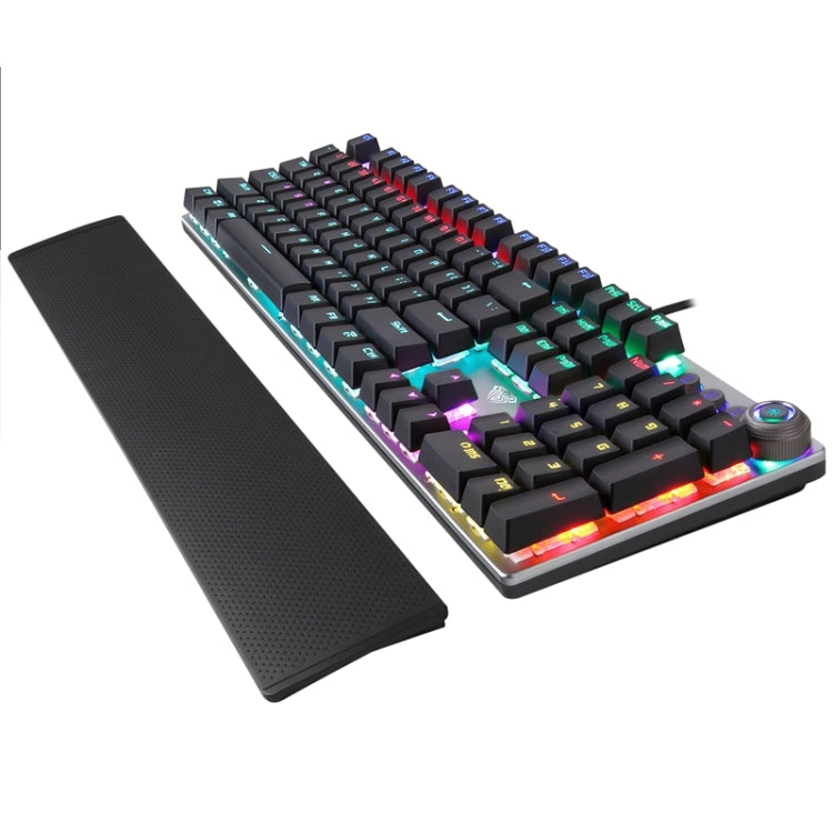 Lisslune | AULA F2088 108 Keys Mixed Light Mechanical Blue Switch Wired USB Gaming Keyboard with Metal Key (Black)