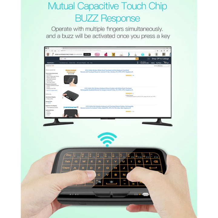 Lisslune | H18+ 2.4GHz Mini Wireless Keyboard Full-Touchpad with 3-level adjustable backlight (Black)