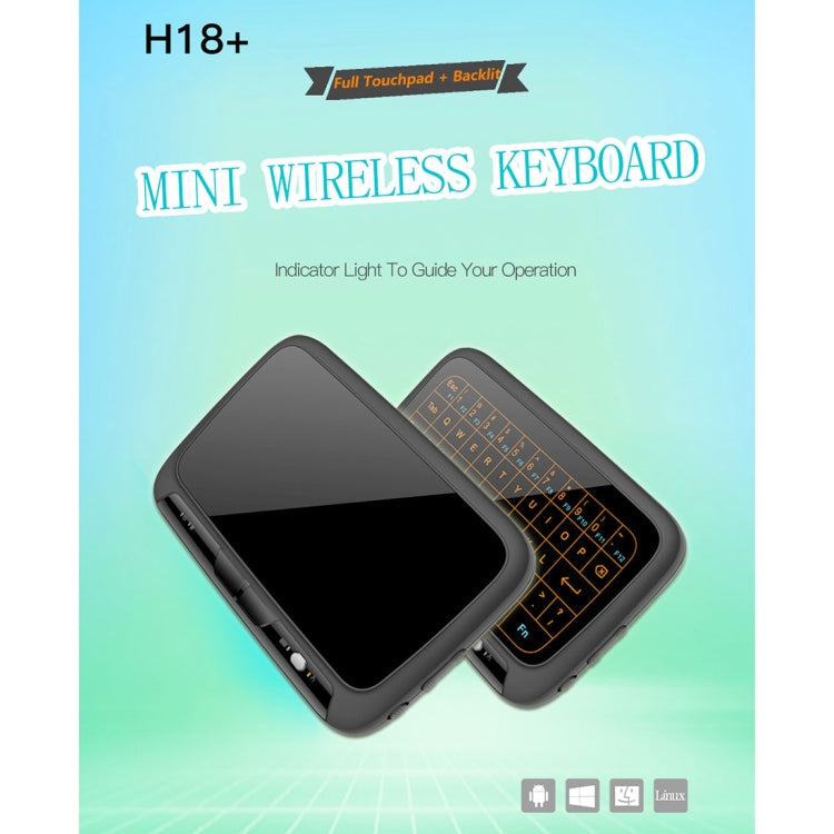 Lisslune | H18+ 2.4GHz Mini Wireless Keyboard Full-Touchpad with 3-level adjustable backlight (Black)