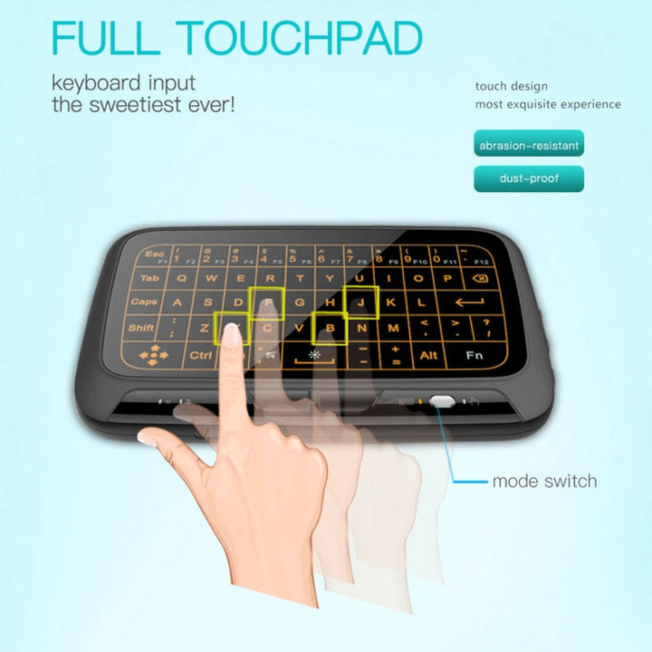Lisslune | H18+ 2.4GHz Mini Wireless Keyboard Full-Touchpad with 3-level adjustable backlight (Black)