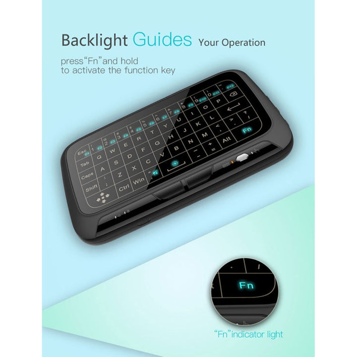 Lisslune | H18+ 2.4GHz Mini Wireless Keyboard Full-Touchpad with 3-level adjustable backlight (Black)