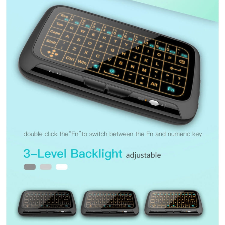 Lisslune | H18+ 2.4GHz Mini Wireless Keyboard Full-Touchpad with 3-level adjustable backlight (Black)