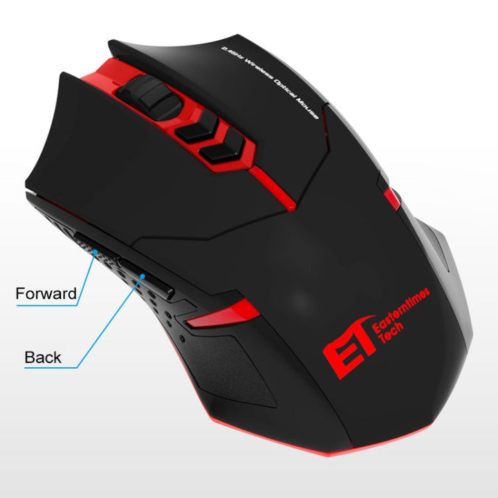 Lisslune | ET X-08 7-Button 2400DPI 2.4G Wireless Silent Gaming Mouse with USB Receiver & Colorful Backlight (Red)