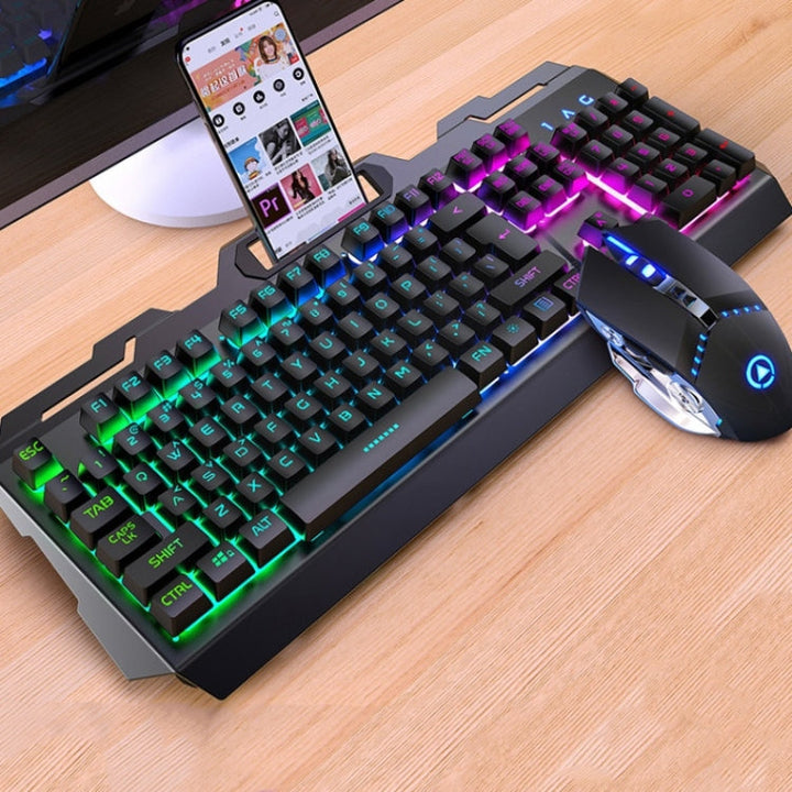Lisslune | YINDIAO V2 Mechanical Feel Gaming Keyboard Mouse Set (Black Rainbow Light)
