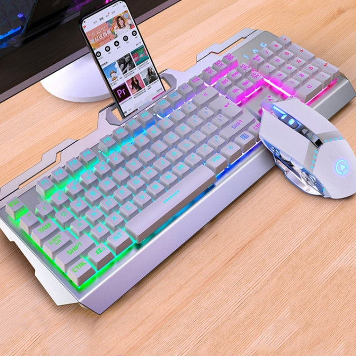 Lisslune | YINDIAO V2 Mechanical Gaming Keyboard Mouse Set (White Rainbow Light)