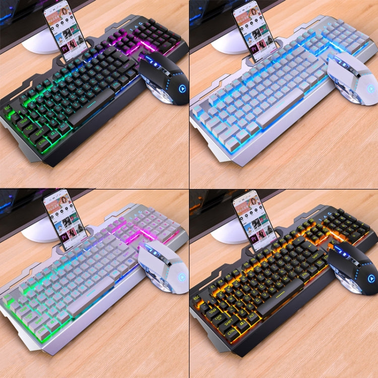 Lisslune | YINDIAO V2 Mechanical Feel Gaming Keyboard Mouse Set (Black Orange Yellow Light)