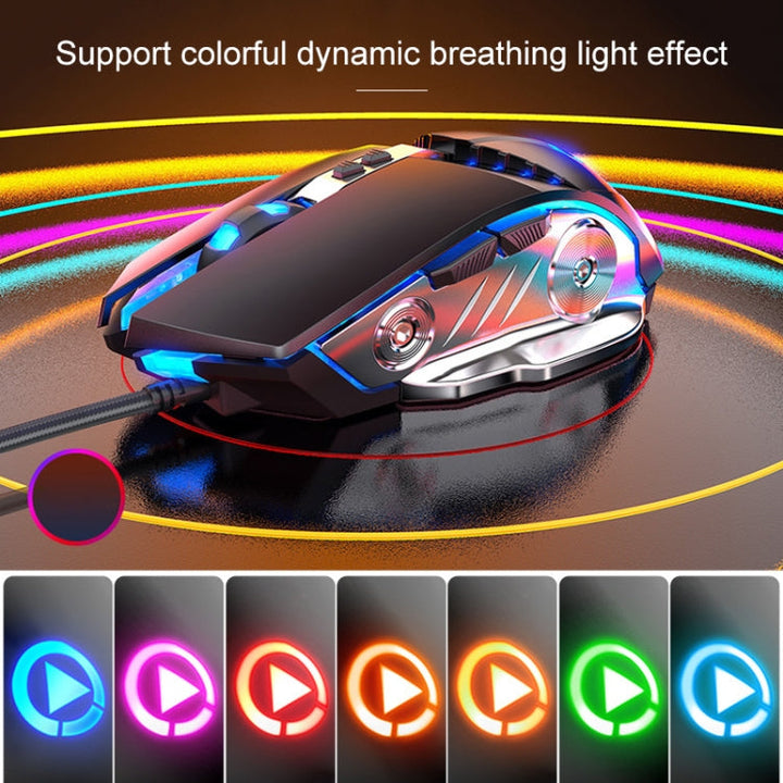 Lisslune | YINDIAO V2 Mechanical Feel Gaming Keyboard Mouse Set (Black Orange Yellow Light)