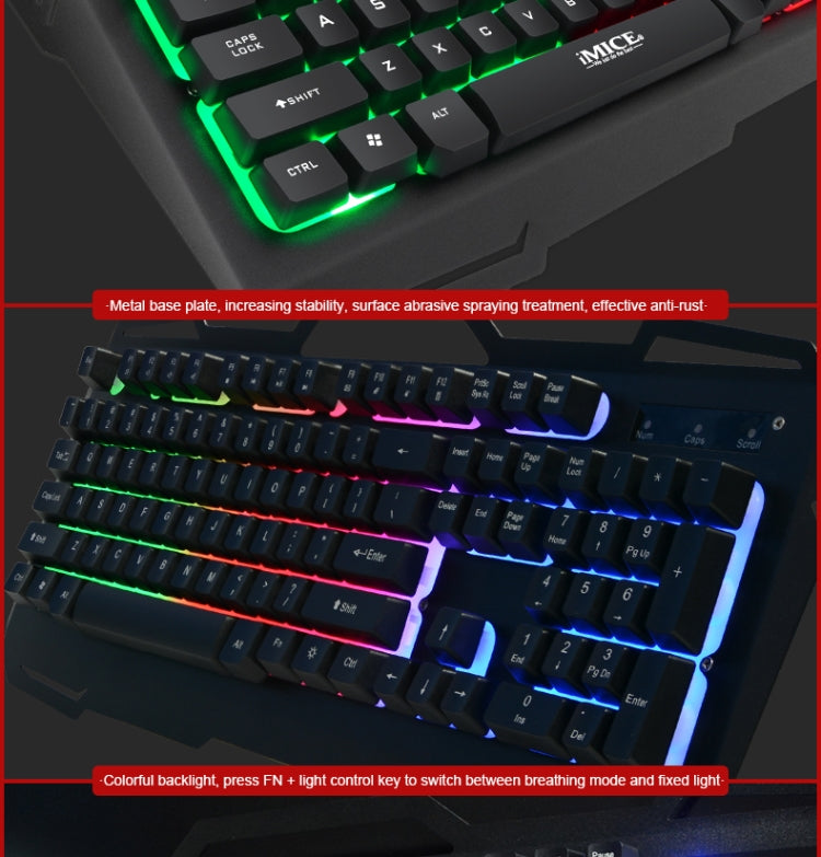 Lisslune | iMICE AK-400 USB-Interface 104 Keys Wired RGB Backlit Gaming Keyboard for Computer PC Laptop (Black)