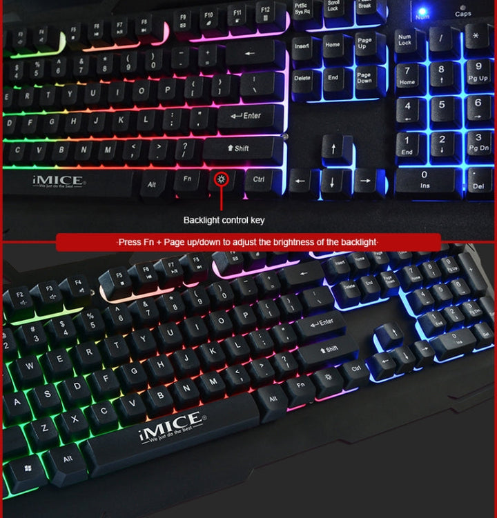 Lisslune | iMICE AK-400 USB-Interface 104 Keys Wired RGB Backlit Gaming Keyboard for Computer PC Laptop (Black)