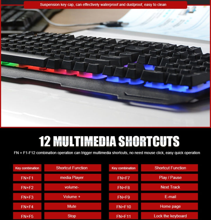 Lisslune | iMICE AK-400 USB-Interface 104 Keys Wired RGB Backlit Gaming Keyboard for Computer PC Laptop (Black)