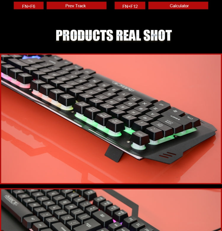 Lisslune | iMICE AK-400 USB-Interface 104 Keys Wired RGB Backlit Gaming Keyboard for Computer PC Laptop (Black)