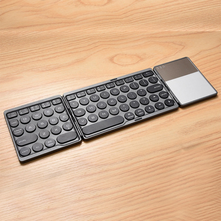 Lisslune | GK408 Triple rechargeable wireless Bluetooth keyboard with touchpad, supports Android / IOS / Windows (Black Gray)