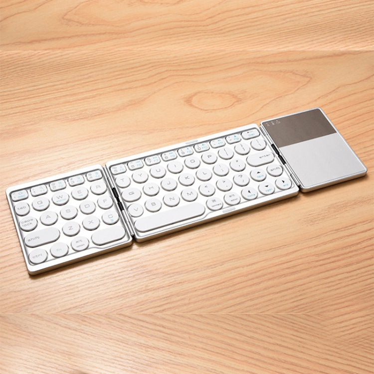 Lisslune | GK408 Triple Rechargeable Wireless Bluetooth Keyboard with Touchpad, Support for Android / IOS / Windows (Silver)