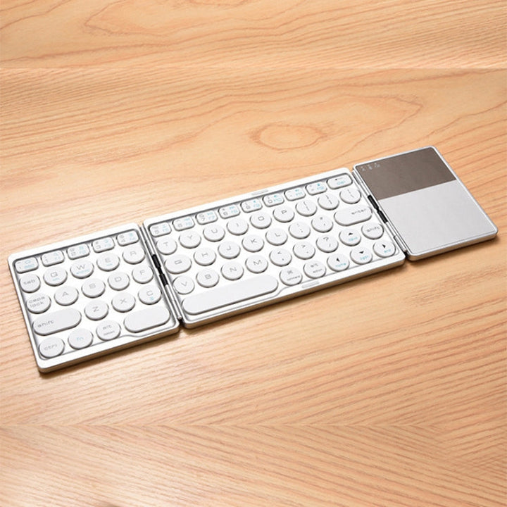 Lisslune | GK408 Triple Rechargeable Wireless Bluetooth Keyboard with Touchpad, Support for Android / IOS / Windows (Silver)