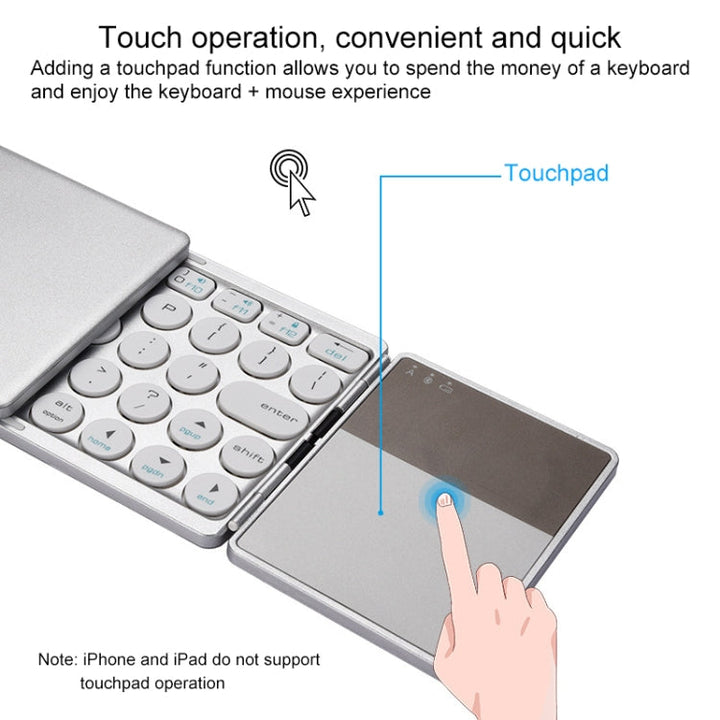 Lisslune | GK408 Triple Rechargeable Wireless Bluetooth Keyboard with Touchpad, Support for Android / IOS / Windows (Silver)